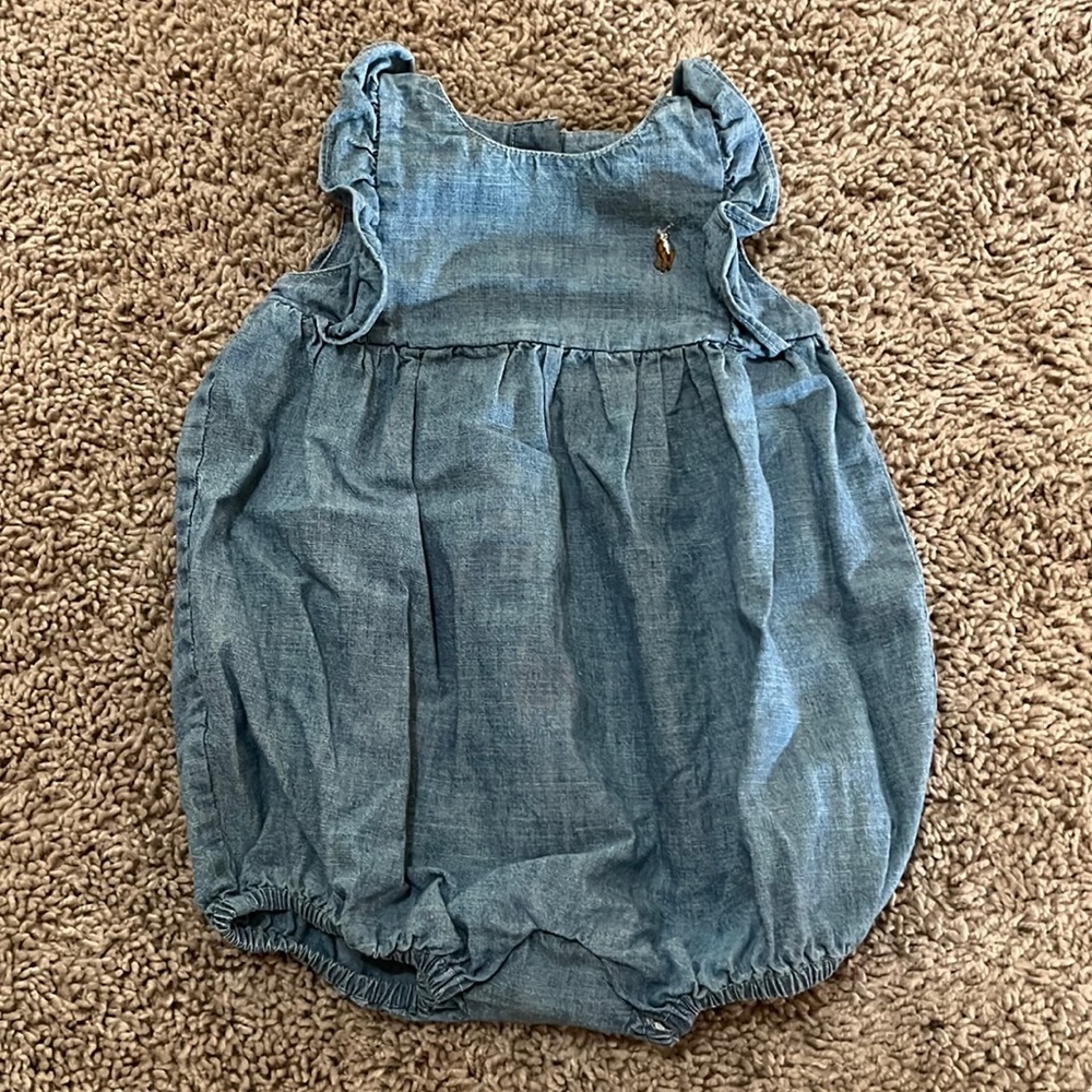 Ralph Lauren Cotton Chambray Bubble Shortall, 3mo